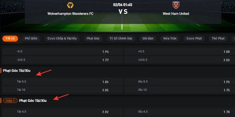 Kèo phạt góc 188bet: Khái niệm, thể loại và bí quyết khi chơi 6 Ví dụ về kèo Tài Xỉu góc trong 1 bảng kèo tại nhà cái